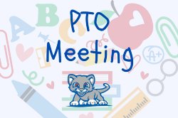 school supplies graphic PTO meeting with cougar cub logo